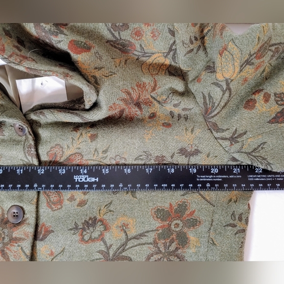 Coldwater Creek NWT Womens 3 button blazer size 14 Green Floral print business - Picture 2 of 5